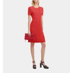 Robe Courte Rouge En Maille Ajourée Femme