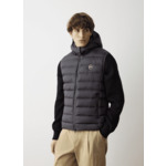 Veste sans manches garnie de duvet avec capuche amovible