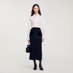 Jupe longue en tweed et velours