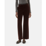 Pantalon Tailleur Droit En Velours Côtelé Marron Femme