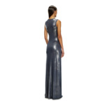 Robe longue métallisée avec zip