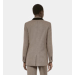 Veste Tailleur Pied De Poule Beige Femme