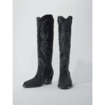Bottes santiags en cuir suédé