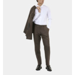 Pantalon De Costume En Laine Mélangée Marron Homme