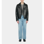 Blouson Biker En Cuir Noir Homme