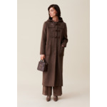 Manteau long marron à capuche