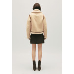 Veste peau lainée beige