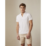 Tshirt charly manches courtes avec col droit ouvert en coton épais uni blanc
