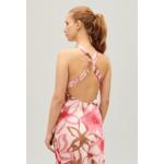 Robe longue satinée imprimée