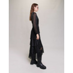 Robe à volants en lamé stretch plissée