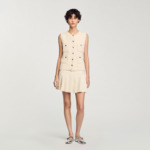 Jupe courte plissée effet tweed