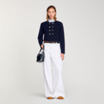 Cardigan à col volanté amovible