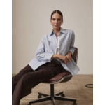 Chemise oversize faith avec poches en oxford gratté uni bleu clair