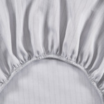 Lacoste - Drap housse en satin de coton lavé gris, L Leaf