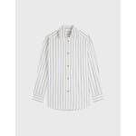 Chemise hannah avec poignets mousquetaires boutonnés en popeline rayée bleu