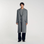 Manteau droit en drap de laine