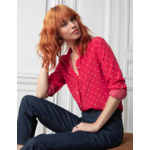 Chemise Marion en crêpe de soie rouge à pois