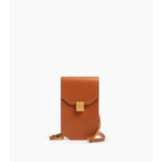 Etui téléphone à rabat Rose en cuir lisse