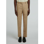 Pantalon en laine, soie et coton sablé beige