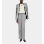 Pantalon Tailleur Droit En Laine Taupe Femme