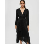 Robe à volants en lamé stretch plissée