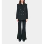 Veste Tailleur En Laine Mélangée Noire Femme