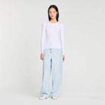 Pull côtelé à col tunisien