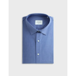 Chemise col figaret en popeline rayée bleu