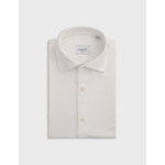 Chemise aristote col italien en flanelle de coton et lyocell chevron ecru