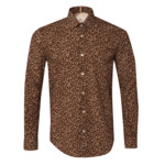 Chemise homme imprimée fleurs marron coupe ajustée