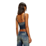 Top crop en denim strié