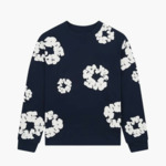 Denim Tears T-Shirt Manches Longues The Cotton Wreath Bleu Marine