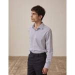 Chemise col figaret en popeline rayée marine