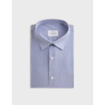 Chemise col figaret avec poignets mousquetaires en twill rayé marine