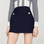 Jupe courte en twill de laine