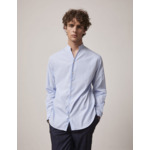 Chemise carl col droit ouvert en popeline rayée bleu