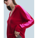 Pull Col V Oversize Bandes Bicolore Léger