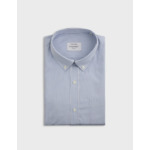 Chemise col américain avec poche poitrine en popeline rayée bleu