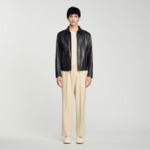 Blouson en cuir effet usé