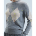 Pull Col Rond à Motif Losange