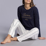 Pyjama femme AURORE marine/imprimé