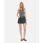 Jupe Courte En Cuir Noir Femme
