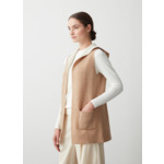 Veste sans manches ouverte en drap de laine bicolore