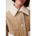 Veste peau lainée courte beige
