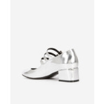 Babies À Talons En Cuir Argenté