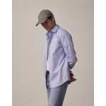 Chemise col figaret en façonné uni bleu