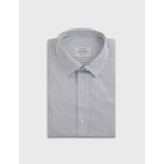 Chemise col figaret en popeline rayée marine