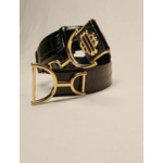 Ceinture large en cuir lisse