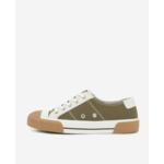 Sneakers Basses En Toile Avec Empiecements En Cuir