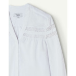 Chemise Lena blanche avec empiècement en dentelle sur les épaules